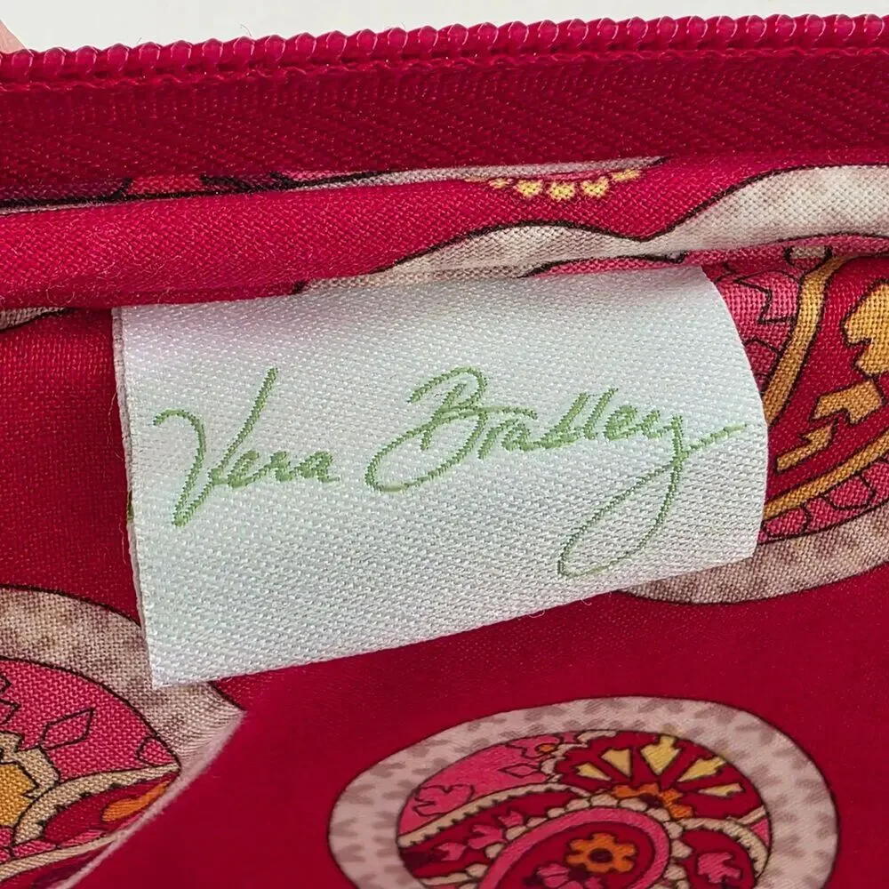 Vera Bradley Laptop Sleeve Quilted Paisley Case Pink Red Zip Closure